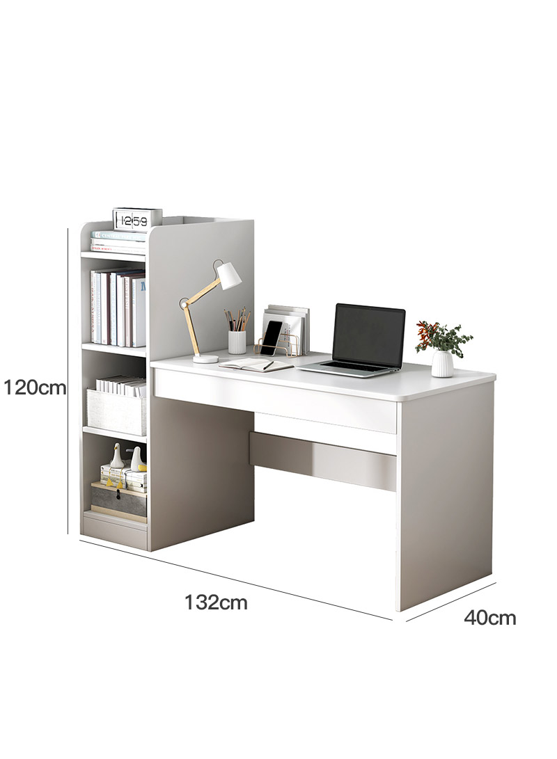Sharpdo Home Office Desk, Simple Computer Desk With Opened Storage Shelves 132*40*120 cm
