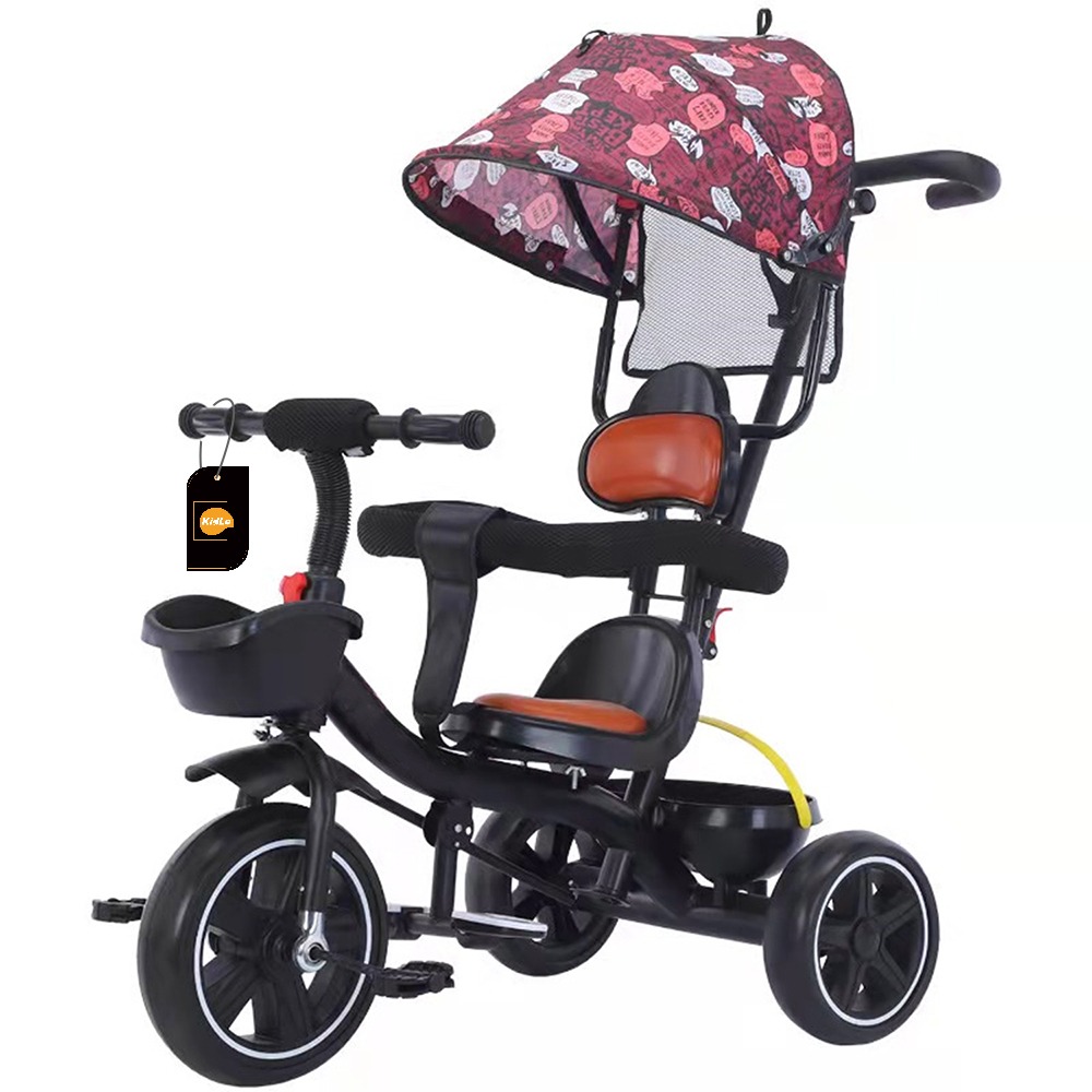طفل دراجة ثلاثية العجلات ، دراجة ثلاثية العجلات ، مع مقبض قابل للتعديل ، قابل للإزالة مظلة ، حزام الأمان لمدة 6 أشهر إلى 6 سنوات من العمر