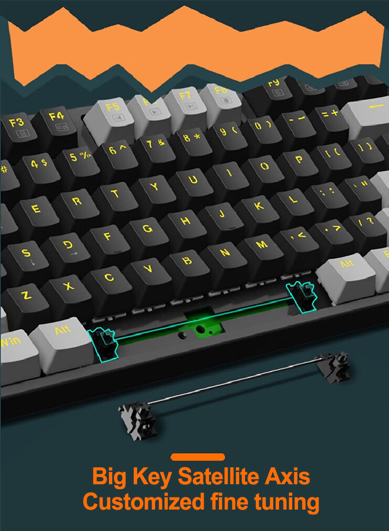 z-14 104 مفاتيح الأصفر والأسود ضوء لوحة المفاتيح الميكانيكية لعبة
