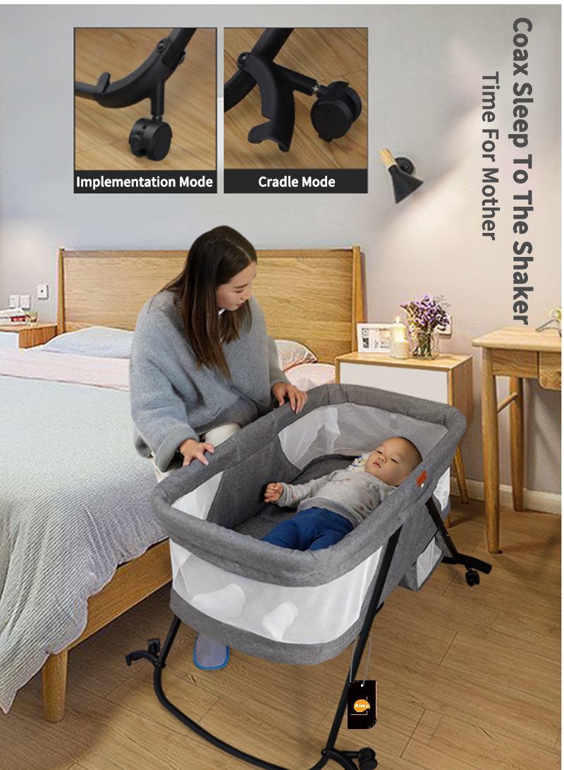 سرير طفل قابلة للطي سرير الطفل متعددة الوظائف سرير مهد للأطفال حديثي الولادة انفصال ب هزاز مساحة كبيرة للفك والتنظيف