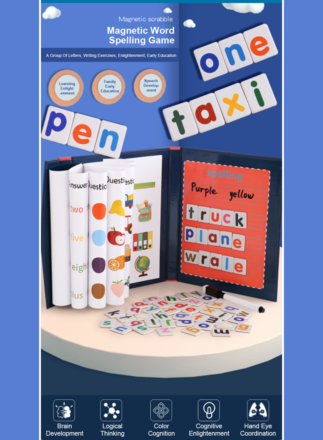 كتاب كليب نوع المغناطيسي كلمة لعبة تعليمية للأطفال في مرحلة الطفولة المبكرة في تعلم اللغة الإنجليزية