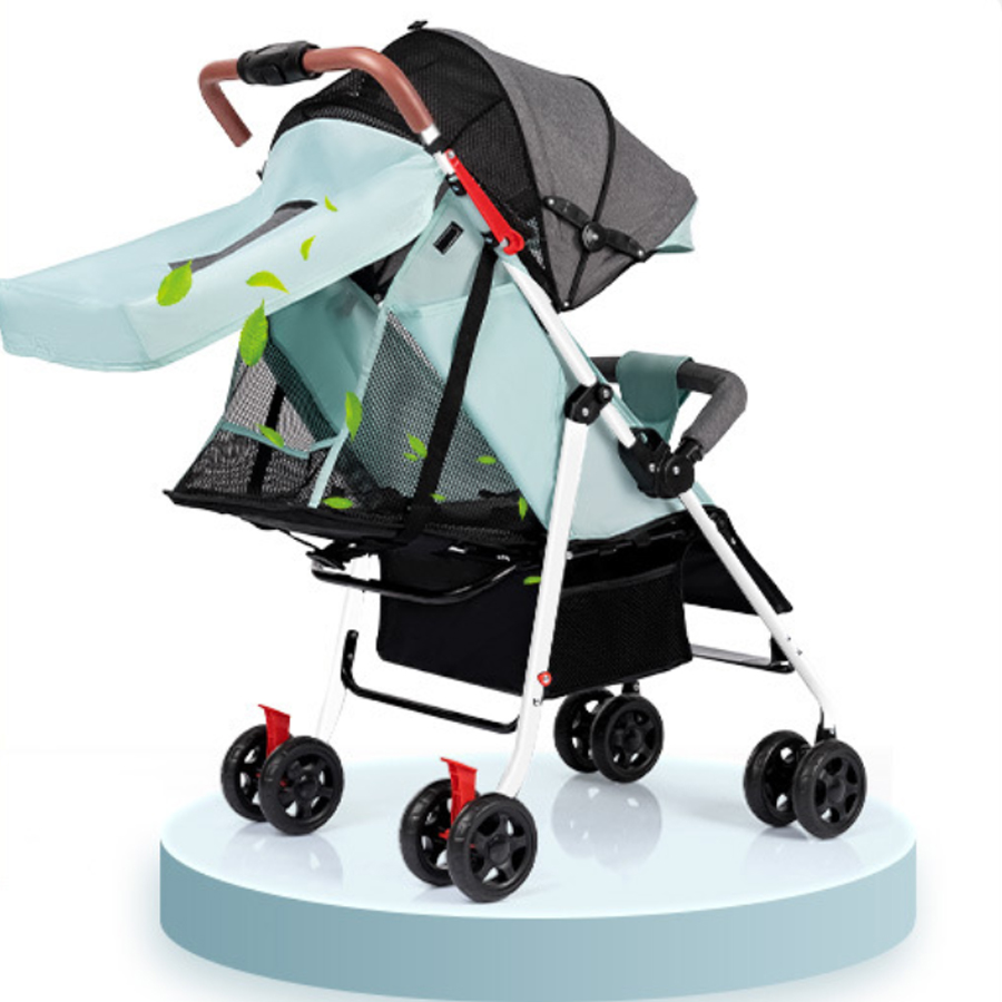 متعددة الوظائف المحمولة قابلة للطي عربة طفل ، طفل يجلس أربعة عجلة عربة ، مفتاح واحد قابل للسحب