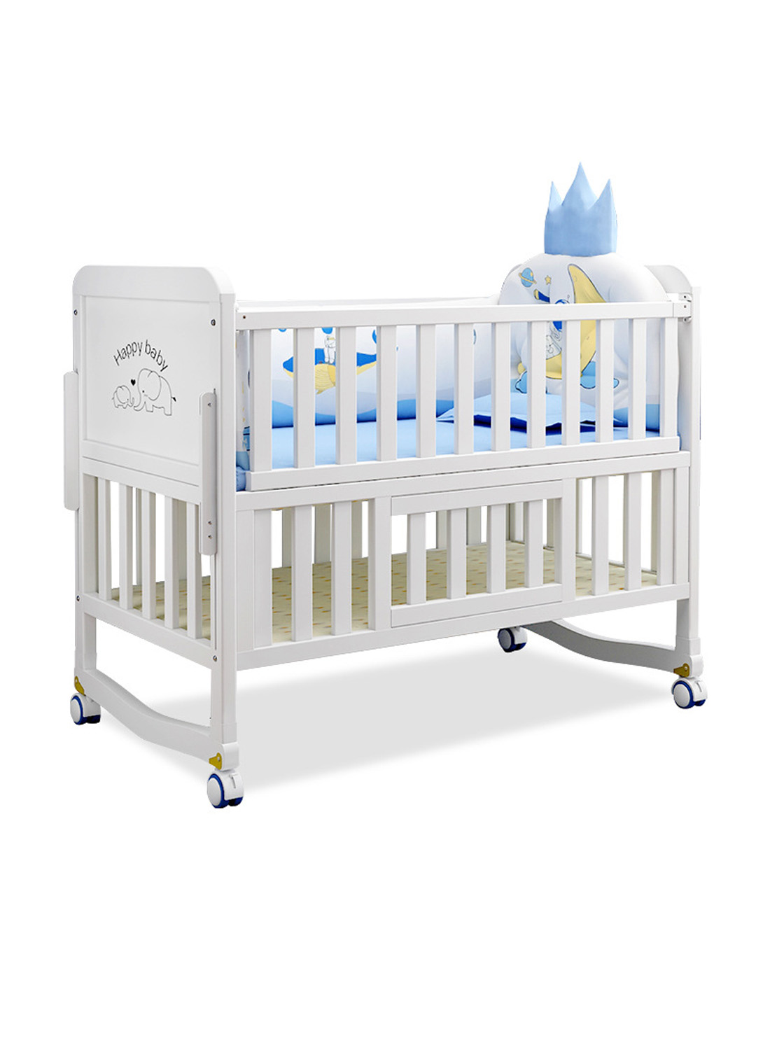 حماية البيئة الأوروبية متعددة الوظائف الخشب الصلب سرير طفل سرير سرير كبير الحجم الربط انفصال مهد السرير لحديثي الولادة