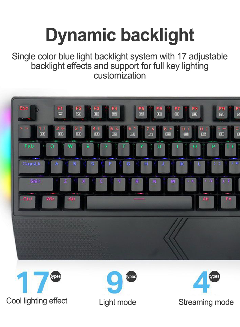 K-662 104 مفاتيح لوحة المفاتيح لعبة RGB الميكانيكية