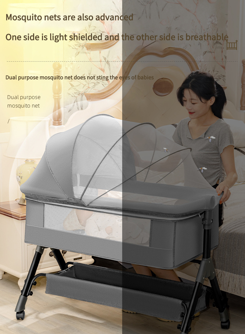 وضع متعددة ارتفاع قابل للتعديل للطي سرير الطفل بسيطة مع تركيب مظلة البعوض صافي