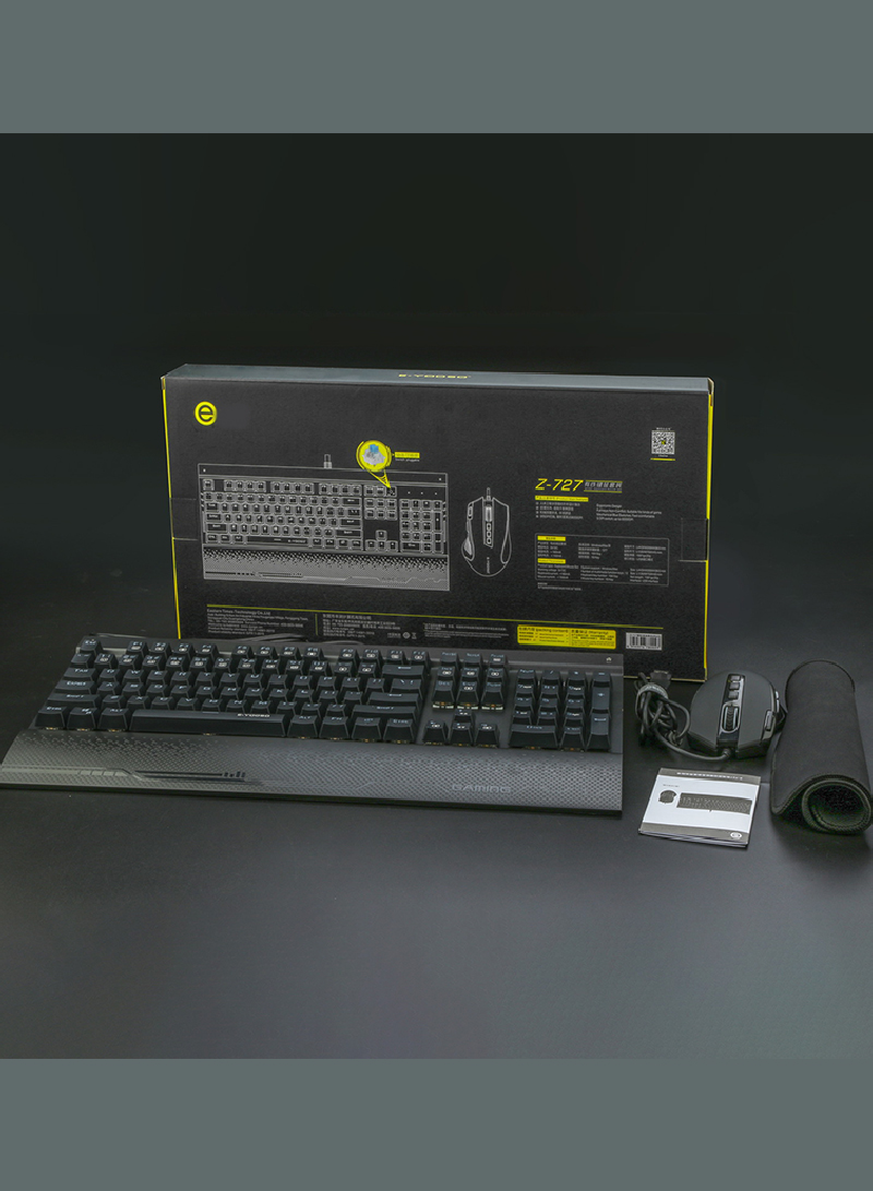 ز - 727 RGB الميكانيكية لعبة لوحة المفاتيح الأسود الأزرق التبديل ومجموعة الماوس RGB مشية