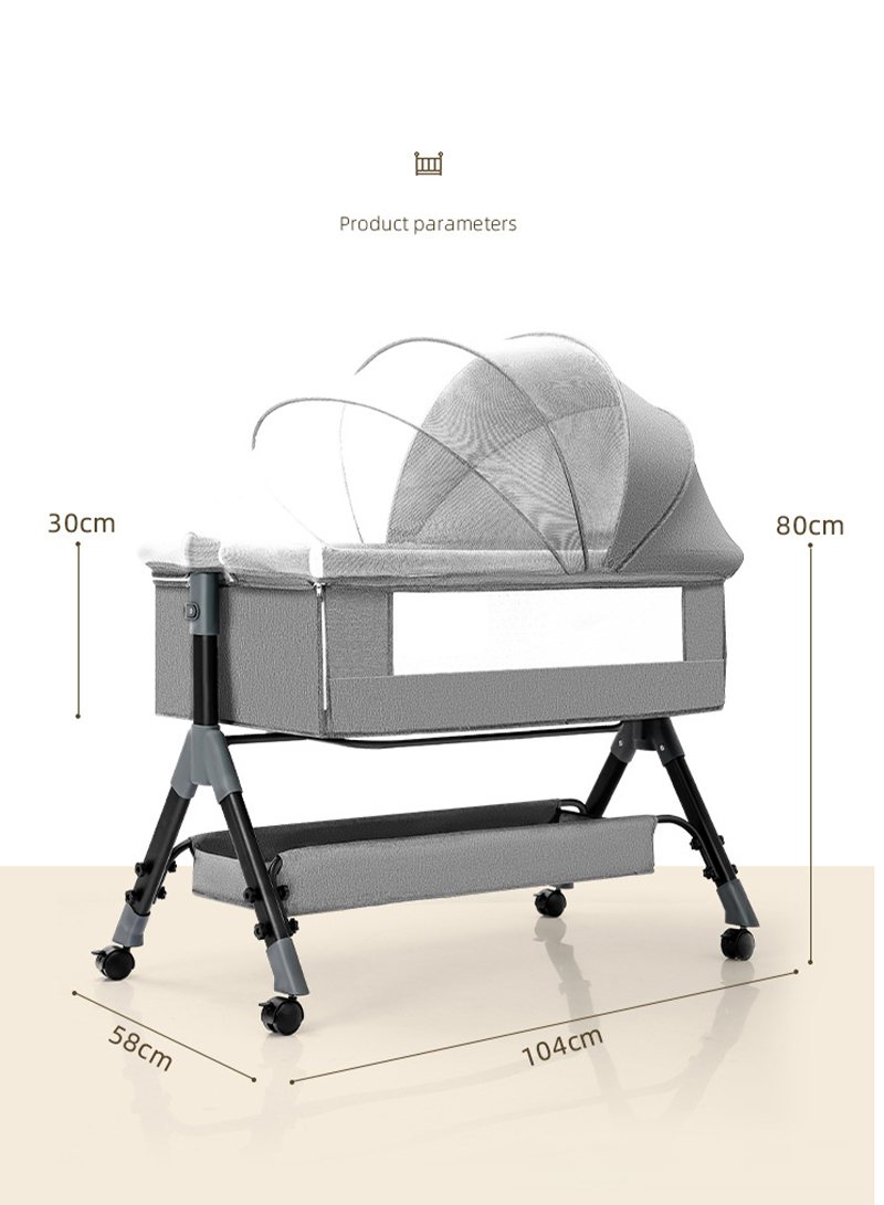 وضع متعددة ارتفاع قابل للتعديل للطي سرير الطفل بسيطة مع تركيب مظلة البعوض صافي