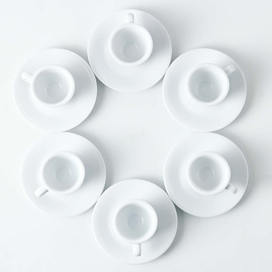 6 قطعة مجموعة الخزف الأبيض القدح وأدوات المائدة