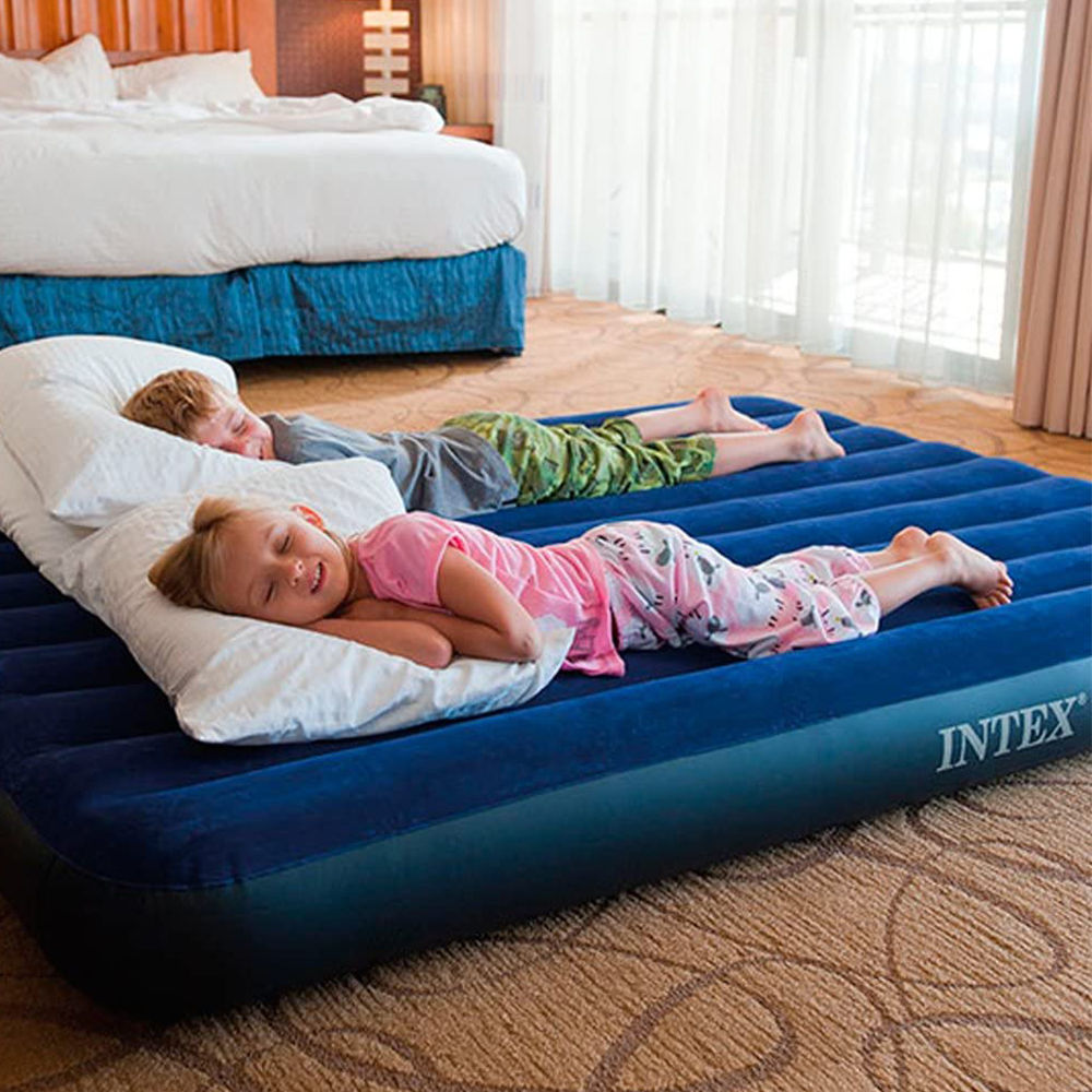 قطيع مزدوجة سرير قابل للنفخ مجموعة ، 2 الوسائد و 1 نافخة 152 * 203 * 25cm