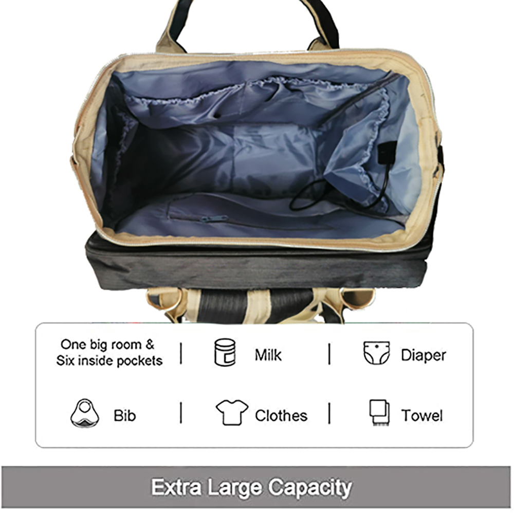 حقيبة الأم ، متغير سرير قابلة للطي ، قدرة كبيرة ، متعددة الوظائف حقيبة الأم والطفل