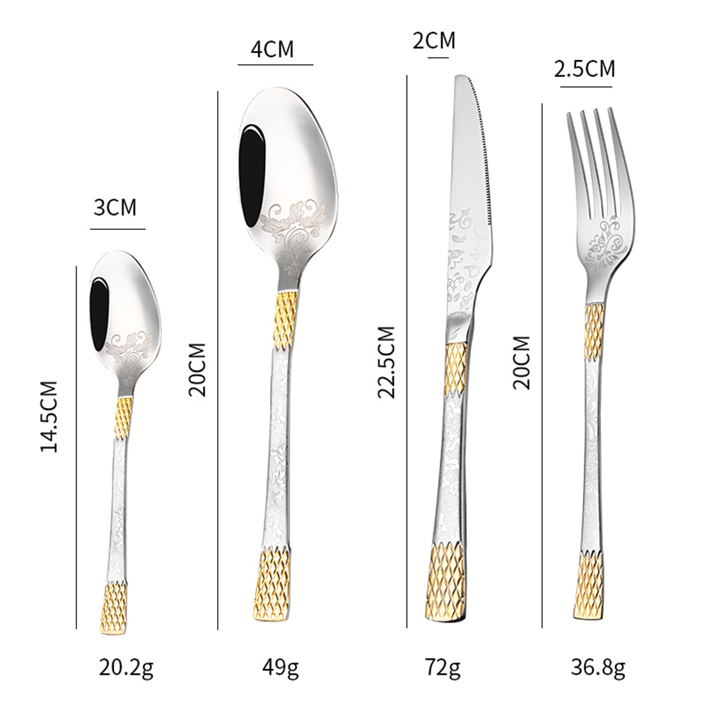 Sunhome 24 قطعة مجموعة أدوات المائدة الفولاذ المقاوم للصدأ الذهب