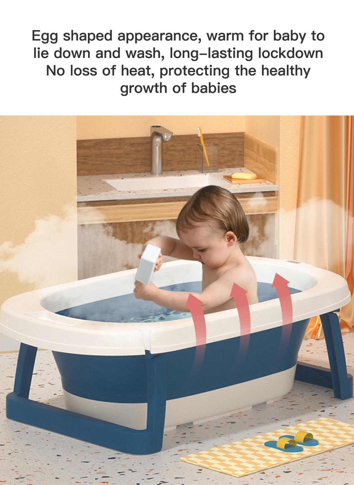 للطي حوض الاستحمام للأطفال مع وسادة الحرارة