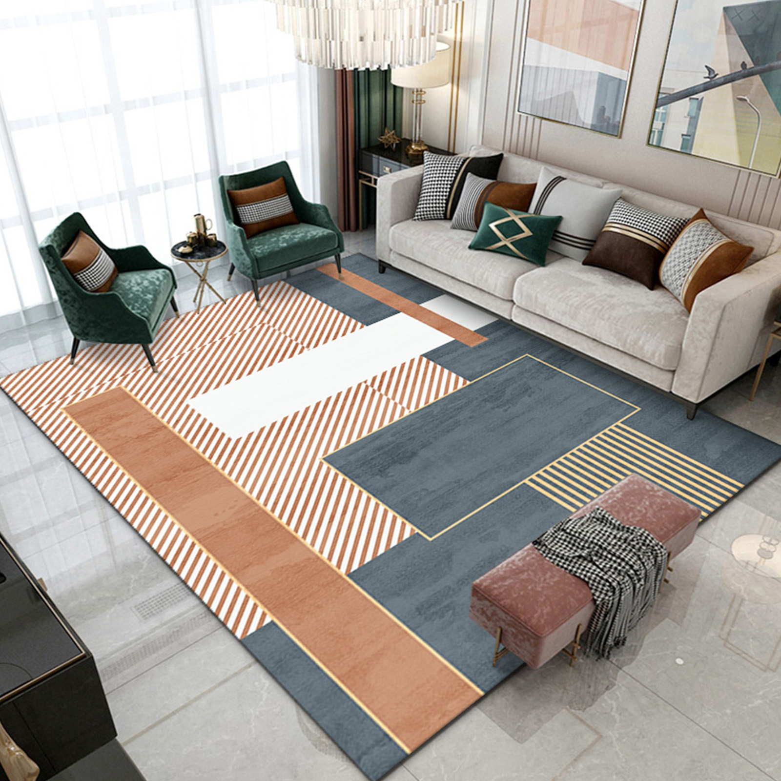 أثاث غرفة المعيشة الحديثة البسيطة أريكة طاولة القهوة البساط 200 * 300cm