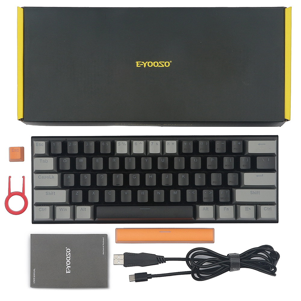 z11 60 ٪ لوحة المفاتيح الميكانيكية ، ويندوز ، نظام التشغيل ماك مع الأصفر أدى الإضاءة الخلفية لوحة المفاتيح الميكانيكية