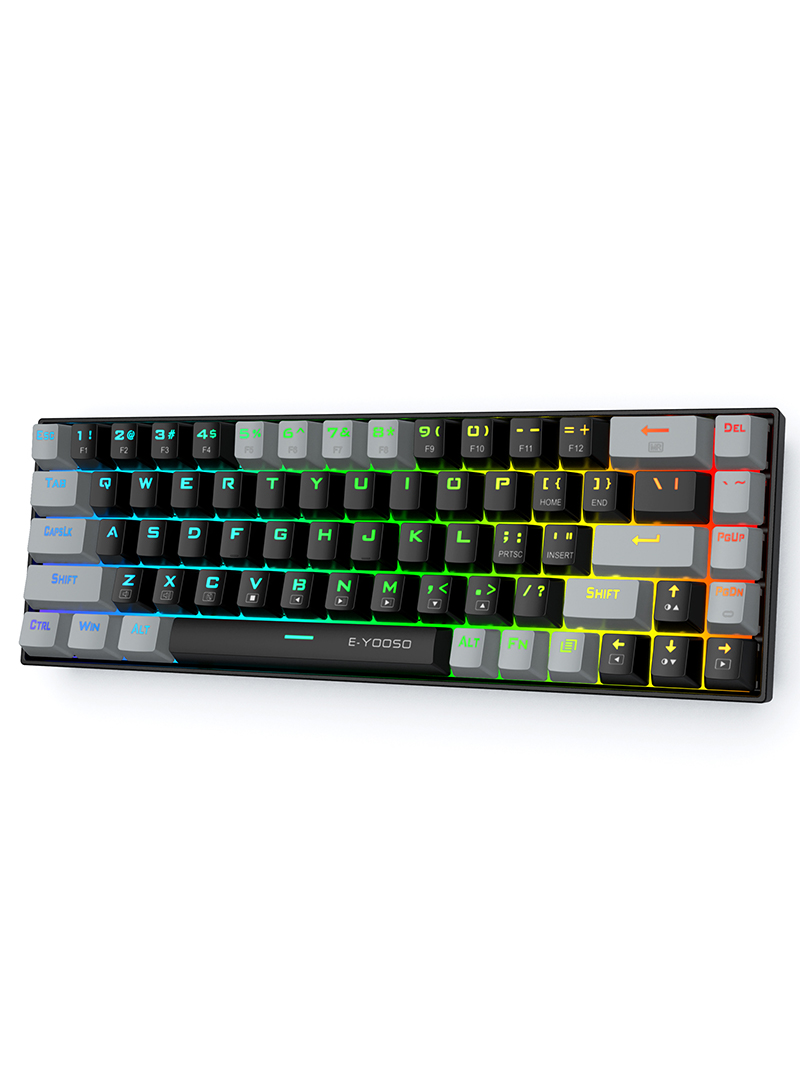 z-686 65 ٪ RGB لعبة لوحة المفاتيح ، لوحة المفاتيح الميكانيكية السلكية 68 مفتاح التبديل الأحمر ، تنطبق على مكتب الألعاب