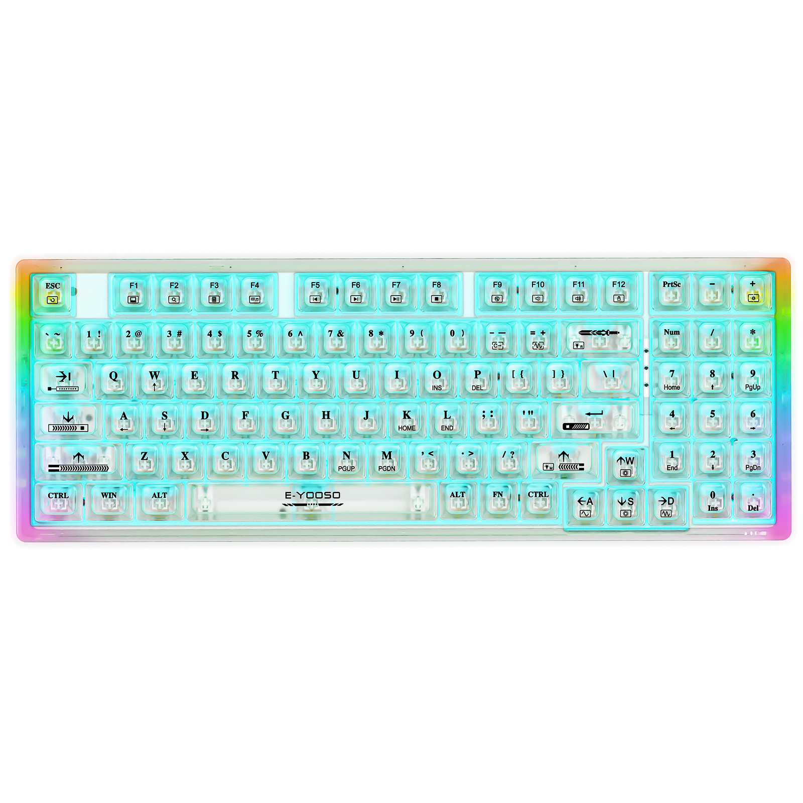 لوحة المفاتيح لعبة شفافة PBT keycap ، 94 مفتاح الأحمر التبديل الناقل التسلسلي العام السلكية لوحة المفاتيح الميكانيكية مع الجانب RGB مصباح
