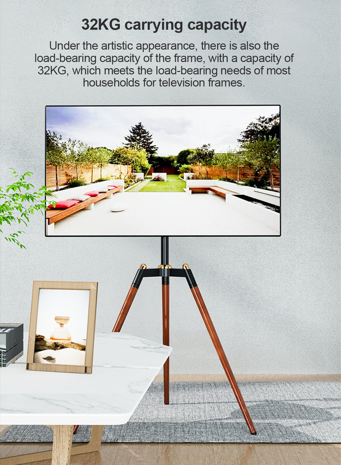 Floor TV Stand for 32-65 inch ScreenTripod Easel TV Stand for 32-65 inch LED LCD Screen, Height Adjustable Studio Floor TV Mount with 140° Swivel for Bedroom, Living Room, Corner TV Stand