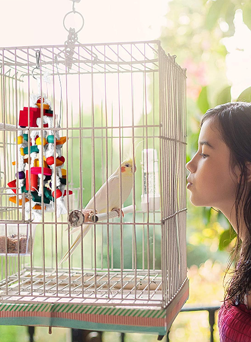 لعبة الطيور - الببغاء لعبة لدغة كبيرة - اكسسوارات قفص الطيور - الببغاء لعبة خشبية ملونة