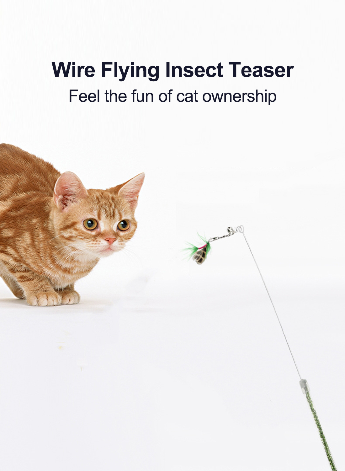 قابل للسحب نوع صغير يطير الحشرات العض الجهاز عصا القط القط لعبة الحيوانات الأليفة التفاعلية رئيس الريش استبدال العض الجهاز