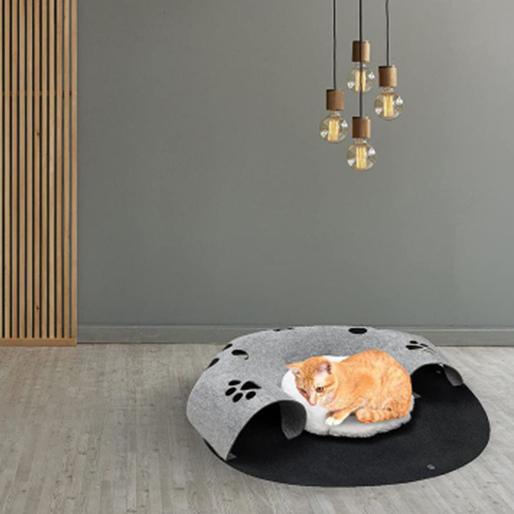 لعبة القط نفق سرير قابلة للطي أنبوب القط نفق مع وسادة قابلة للفك