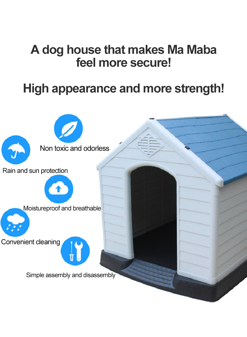 بيت الكلب في الهواء الطلق غير نافذ للمطر كبير بيت الكلب قفص كبير من البلاستيك أربعة مواسم عالمية قابلة للفك قابل للغسل 88 * 79 * 83cm