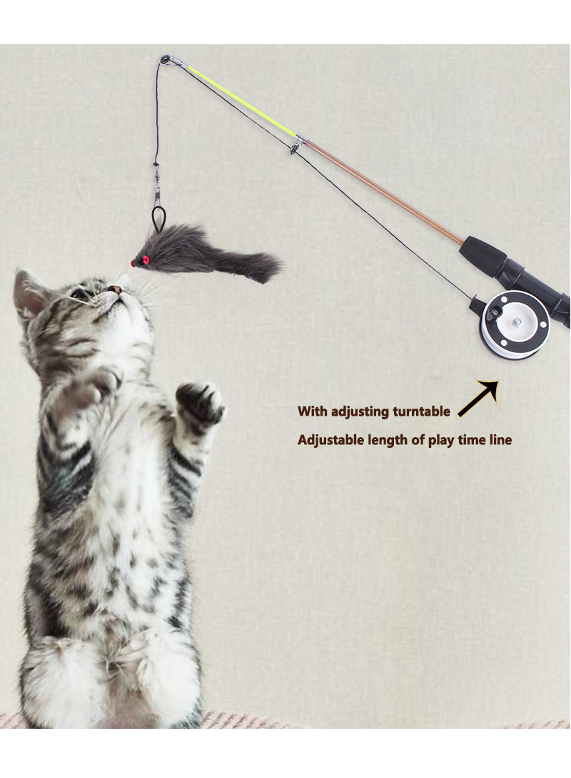 اثنين من قضبان الصيد تلسكوبي القط عضة الريش استبدال رئيس لعبة القط قضيب الصيد القط ممزق