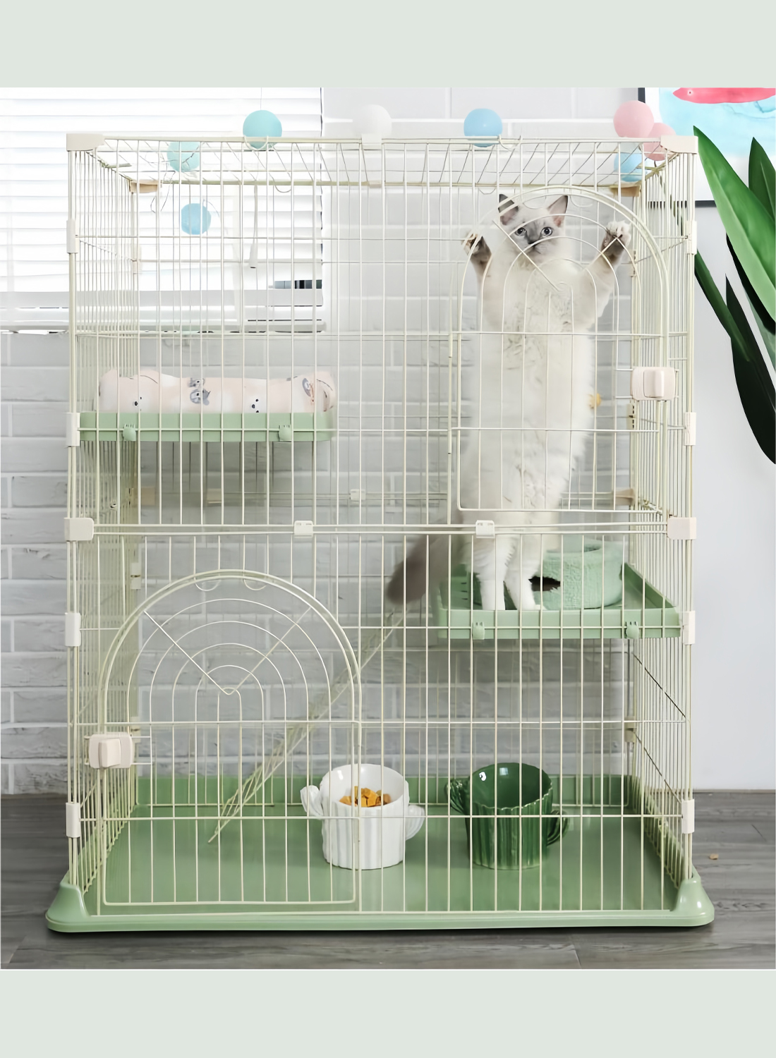 ثلاثة طبقة القط قفص الحيوانات الأليفة ملعب سياج بيت الكلب القط المقصورة الداخلية مع القمامة مساحة إضافية مجانا