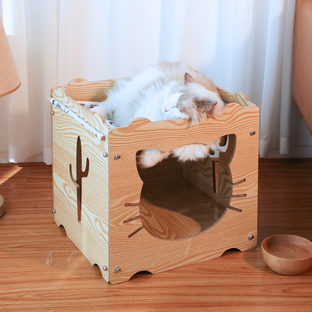 القط القط القط أرجوحة البيت مجلس الوزراء القط القط البيت المغلقة سرير خشبي متعدد الطبقات عش الحيوانات الأليفة