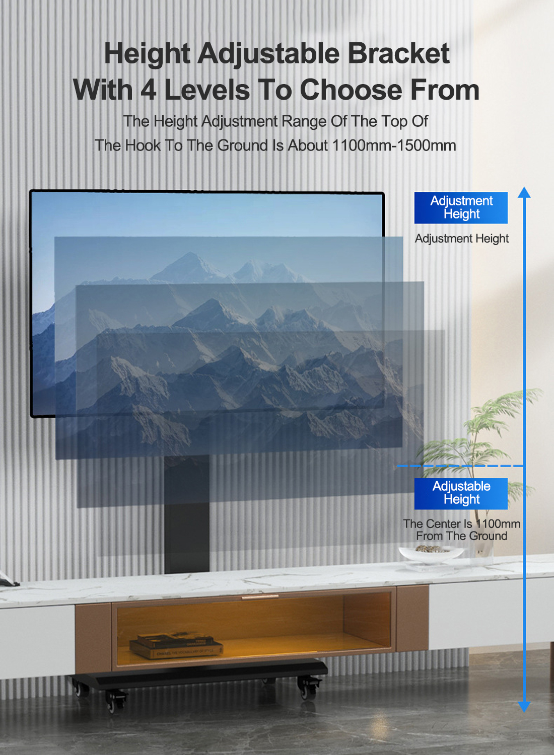 26-55 بوصة شاشة التلفزيون المحمول حامل ، سيارة التلفزيون يمكن أن تحول أفقيا وعموديا ، ومناسبة للمكتب لايف