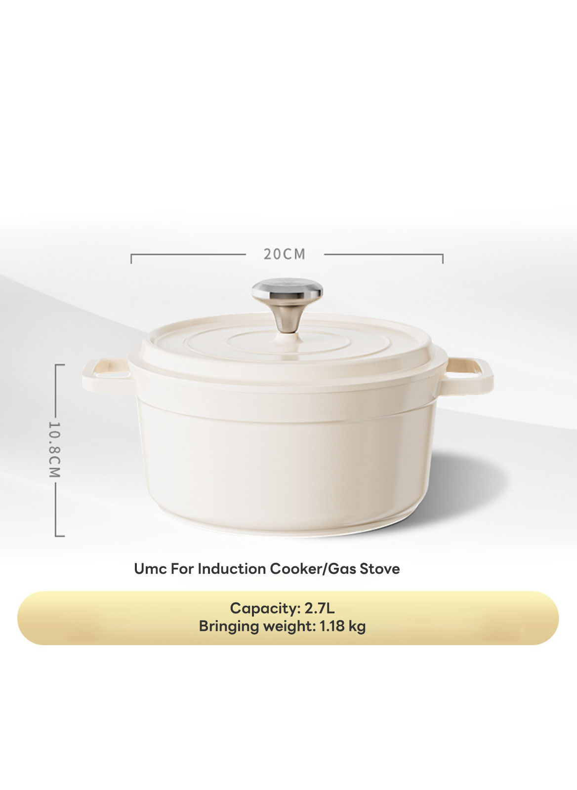غير عصا السيراميك وعاء الحساء ، طباخ التعريفي / موقد الغاز العام ( 2.7L / 20cm )