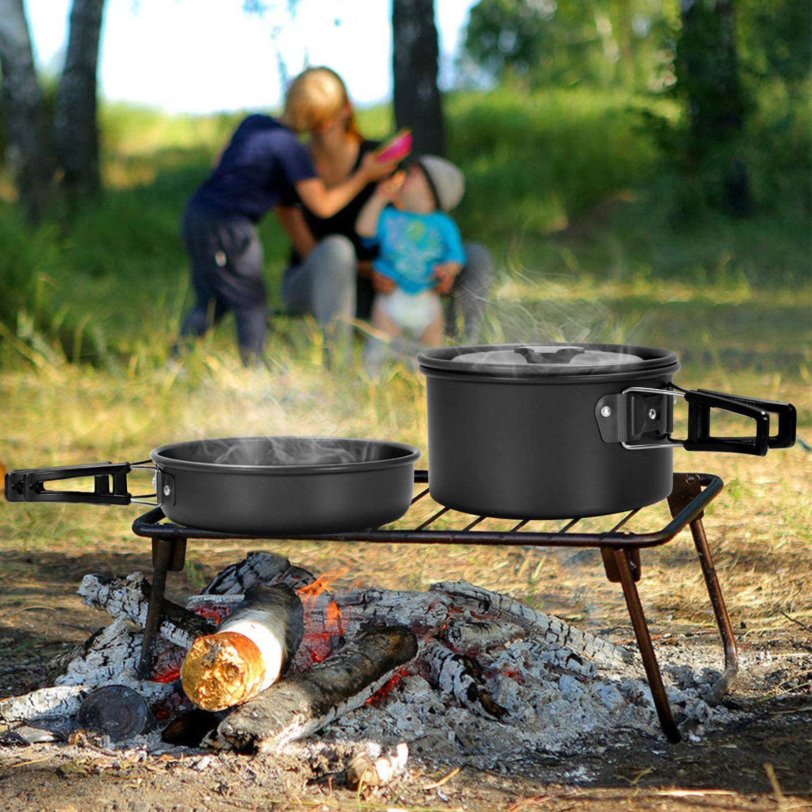 Outdoor Products Camping Cookware, Teapot, Tableware Combination Outdoor Pot Set